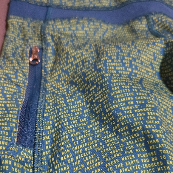 Lululemon Athletica Blue and Yellow Text Leggings - Picture 5 of 6